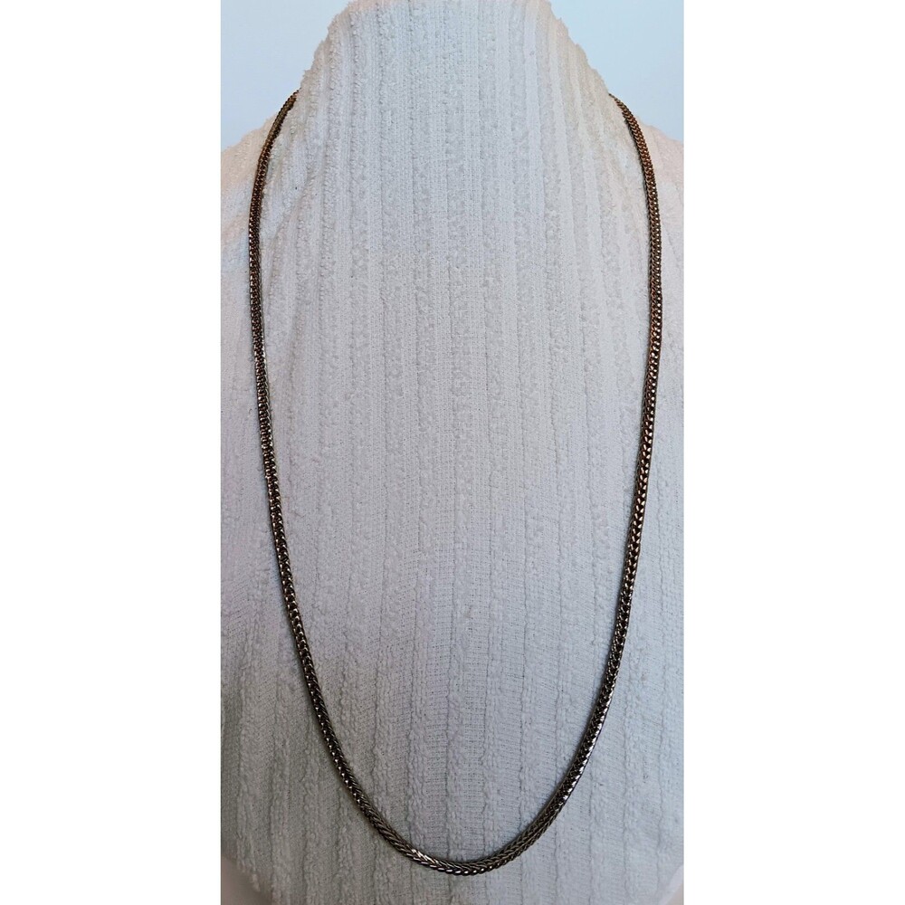 Vintage Inspired Silvertone Foxtail Wheat Chain Necklace 35 in